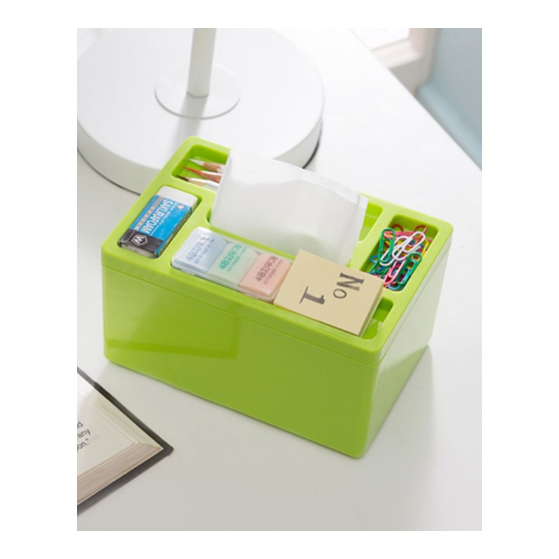 纸巾盒 卡秀桌面多功能收纳纸巾盒--绿色