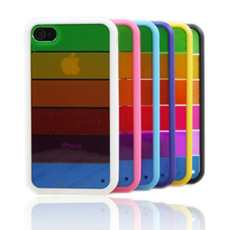 手机壳 苹果4 iphone4/4s/5 七彩彩虹 手机壳保护套硅胶套透明彩虹外壳 颜色随机