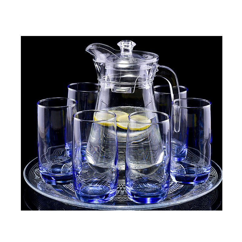玻璃杯套装家用6只装杯子 水壶套装泡茶水杯茶杯果汁杯啤酒杯通用简约家居器皿水具