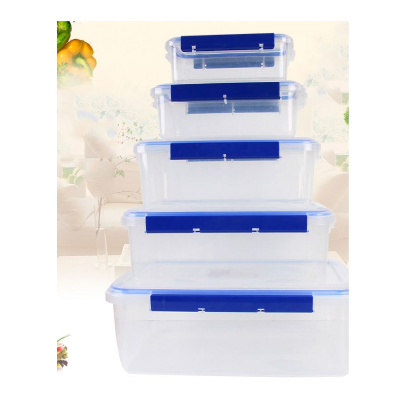 保鲜盒塑料透明长方形带盖厨房酒店饭店冷冻用大容量食品盒子通用简约家居器皿保鲜盒家用