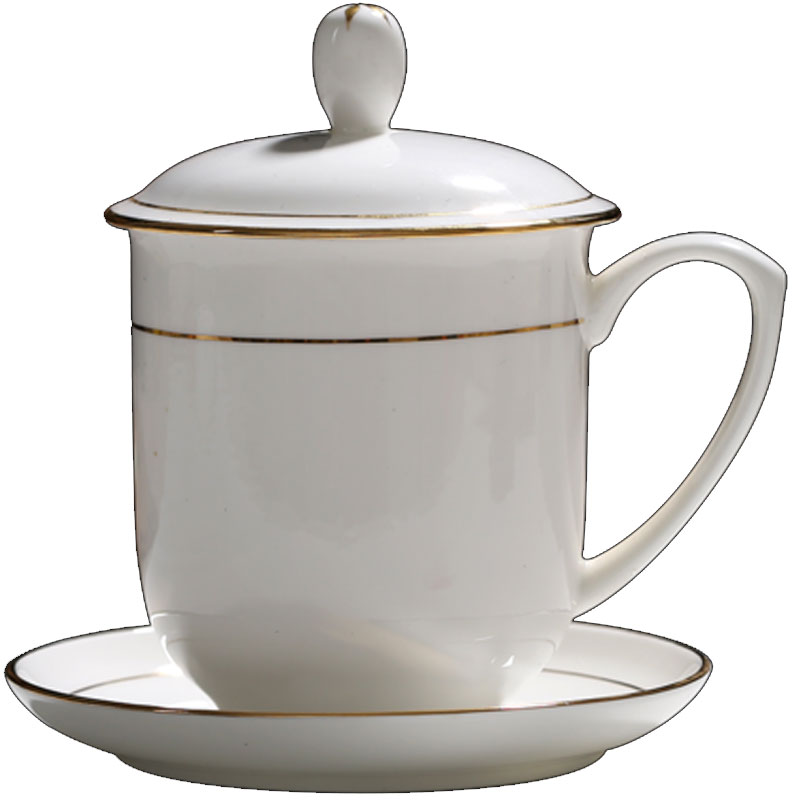 家用茶杯陶瓷带盖手绘水杯办公室会议杯子通用简约便携家居器皿水具水杯茶杯咖啡杯
