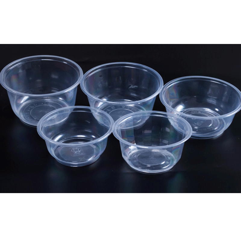 一次性碗塑料透明圆形带盖外卖打包盒刨冰粉碗小碗筷餐具套装通用简约饭盒便当盒商用