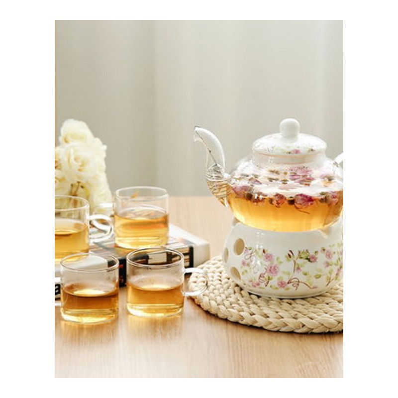 陶瓷花茶壶花茶具花茶杯玻璃花水果花果茶壶蜡烛加热套装创意简约生活日用家居用品水具