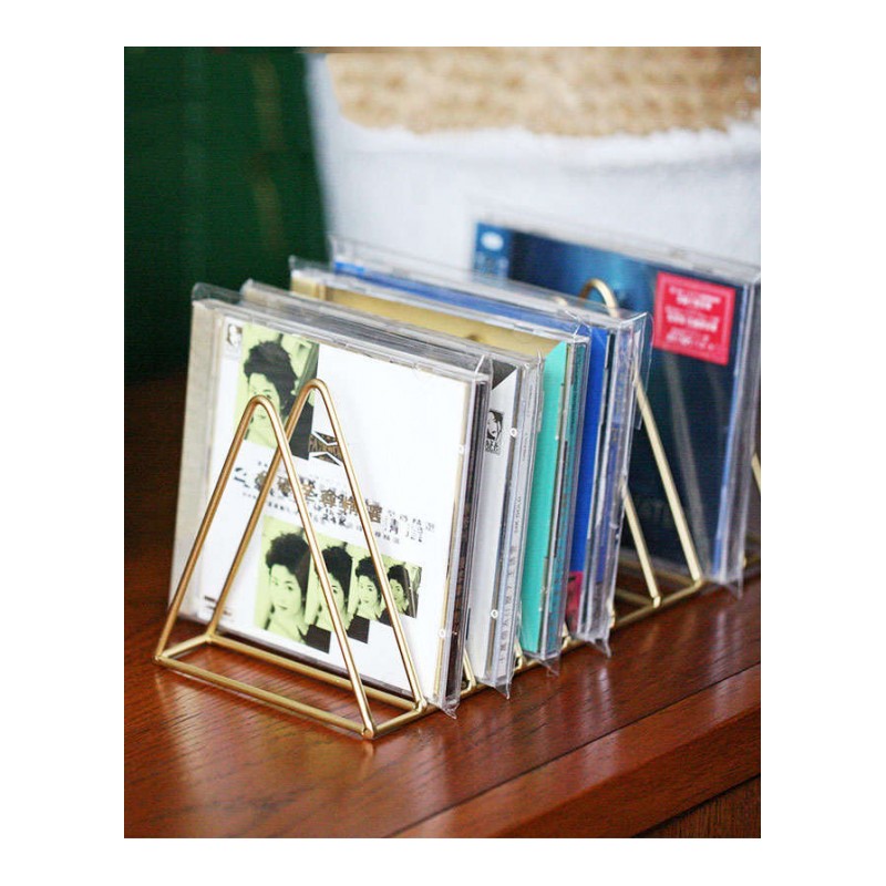 北欧铁艺CD黑胶唱片收纳架书架创意书报杂志架置物架简易 桌面书立通用简约壁炉架