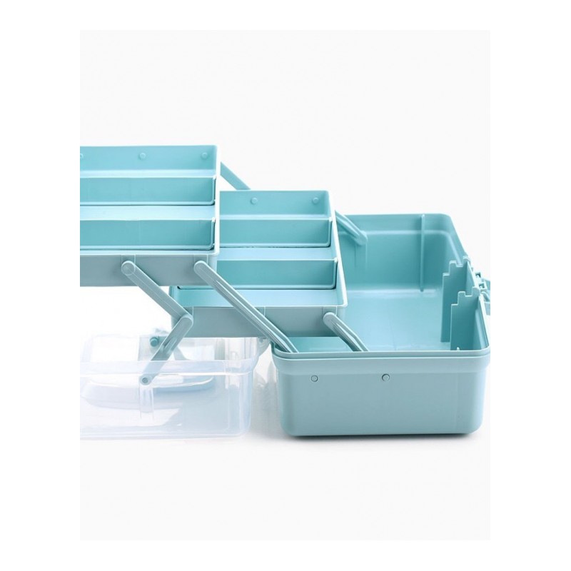 手提式收纳箱美术工具箱三层透明多功能药箱有盖便携式化妆收纳盒
