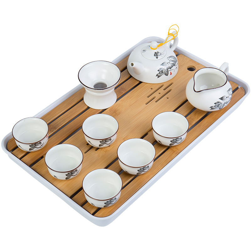 润器 陶瓷整套茶具套装茶壶功夫茶杯玲珑镂空家用简约小茶盘茶道