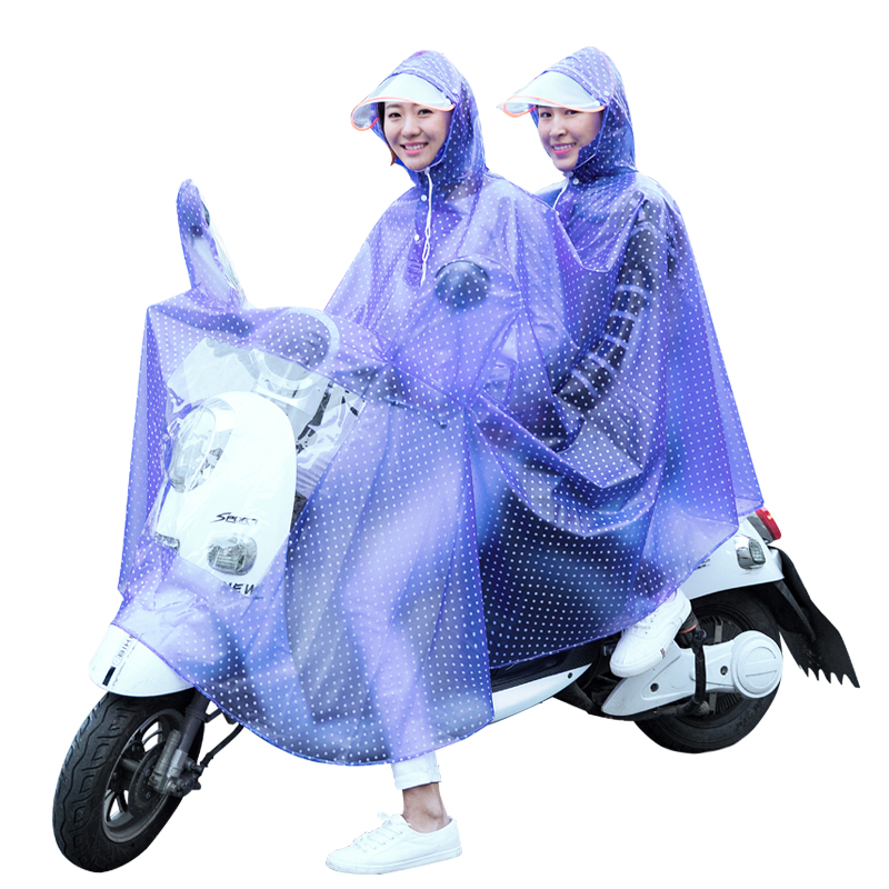 电瓶摩托车双人雨衣加大加厚两侧加长遮脚母子成人双帽檐防水雨披