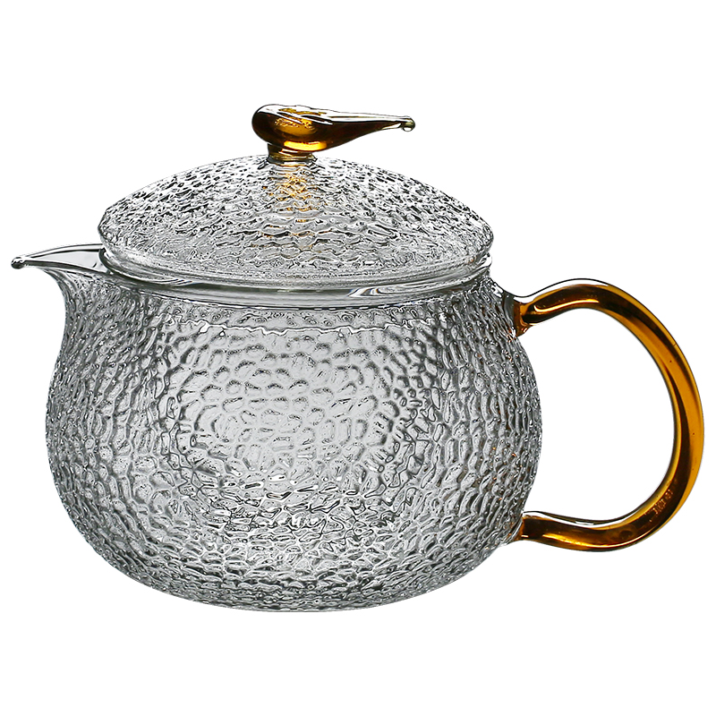栖凤居 锤纹耐热玻璃茶壶家用茶具 可加热耐高过滤温煮茶器泡茶壶