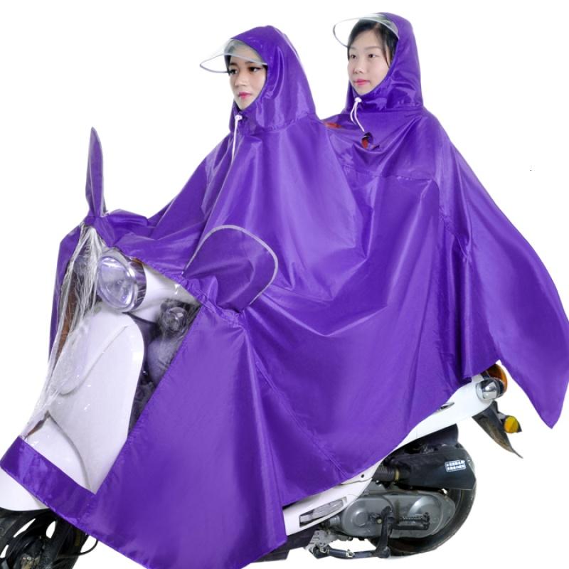 【】电动车摩托车大帽檐加大加厚牛津双人雨衣两人雨披
