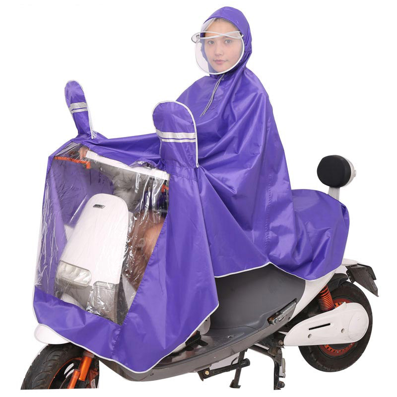 电动车摩托车雨衣雨披单人双帽檐头盔式带面罩可拆卸加大加宽加厚