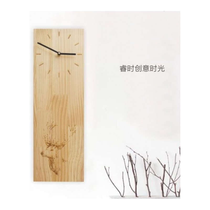 实木北欧简约挂钟创意竹木刻静音客厅钟表原木现代日式书房挂表
