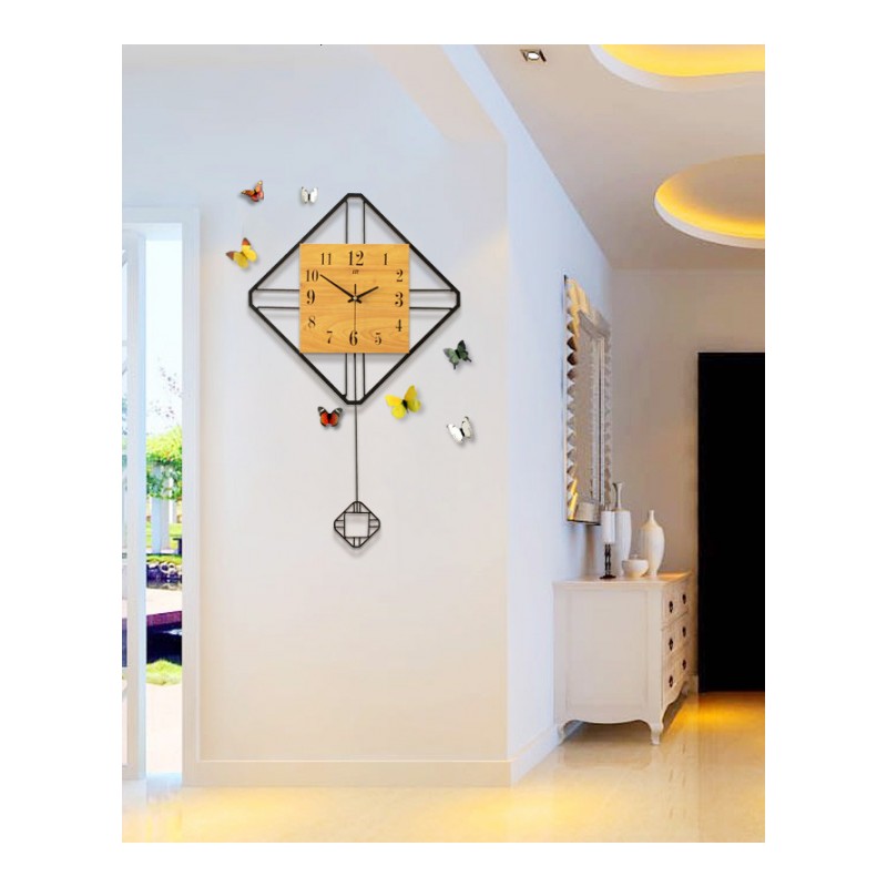 创意时钟北欧现代简约大气钟表潮流装饰餐厅田园静音摇摆客厅挂钟