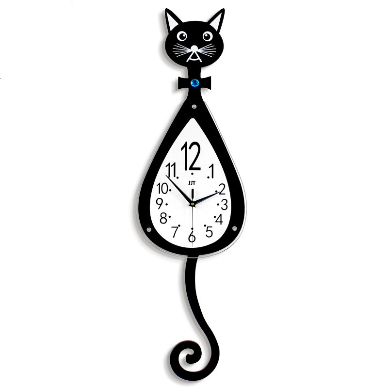 卡通猫咪儿童钟表挂钟客厅现代简约时钟创意时尚大气装饰艺术静音