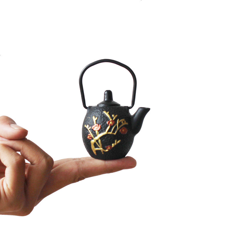迷你小铁壶 袖珍日本南部铸铁老铁茶壶精品茶具配件茶盘 茶宠摆件