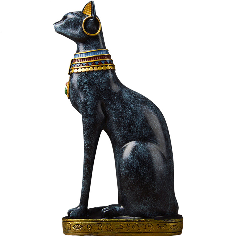 埃及招财猫摆件欧式客厅书房可爱黑猫工艺品摆设乔迁装饰摆饰