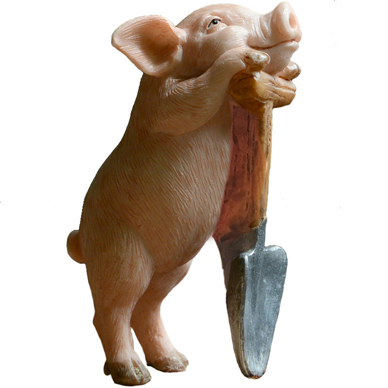 创意可爱小猪摆件公仔仿真动物树脂家居装饰品生日礼品