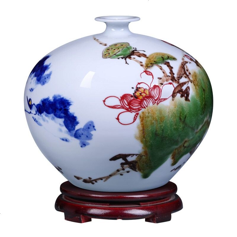 景德镇陶瓷器手绘青花瓷花瓶插花现代中式客厅工艺品家居装饰摆件