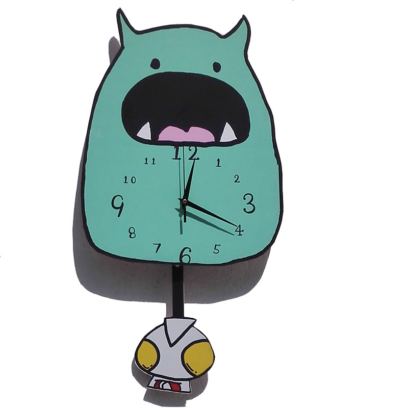 奥特曼小怪兽挂钟表 童装店静音卧室儿童房幼儿园钟表创意挂表
