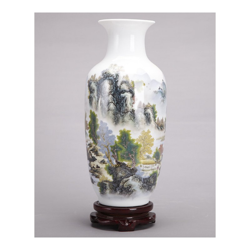 222景德镇陶瓷器花瓶客厅摆件插花粉彩花鸟现代家居装饰品小花瓶