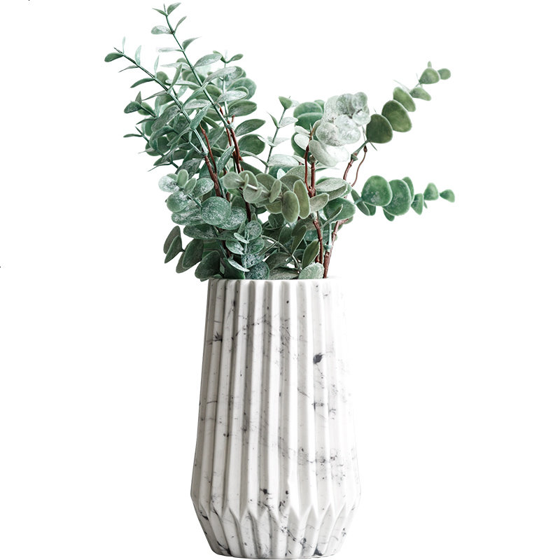 瓦萨利大理石纹陶瓷花瓶 北欧风简约花瓶摆件 客厅 插花