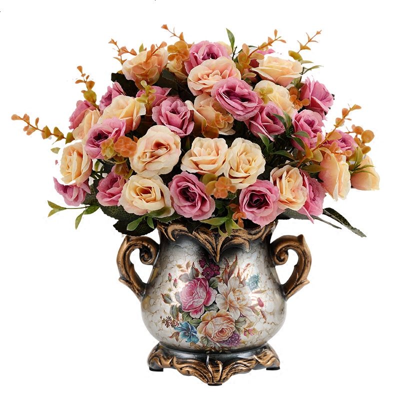欧式花瓶摆件客厅插花复古仿真花创意北欧家居装饰陶瓷花瓶小清新