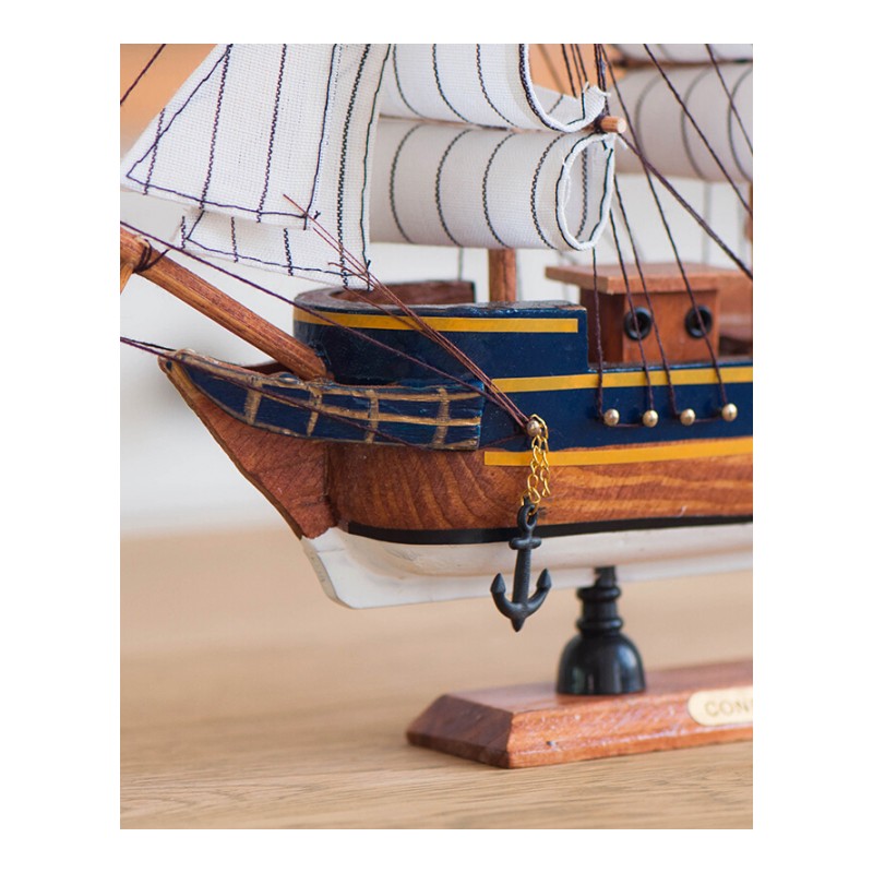 地中海装饰帆船模型24cm手工艺帆船摆件书房客厅办公桌面家居装饰摆件