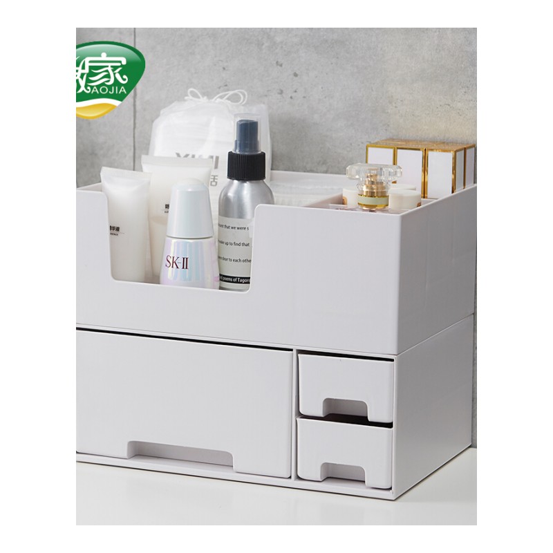化妆品收纳盒办公桌面整理盒欧式梳妆台置物架护肤品整理架 白色饰品盒