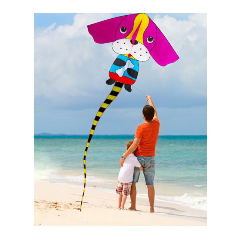 风筝 创意可爱沙皮狗儿童户外大型亲子玩具三角长尾卡通易飞潍坊风筝送线轮 小号沙皮狗(颜色随机)