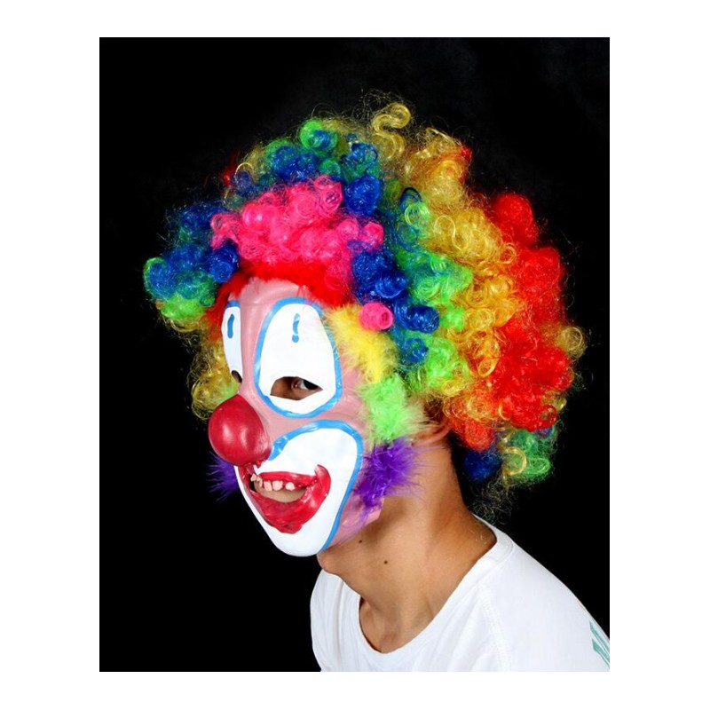 万圣节鬼节化装舞会道具 搞笑小丑面具+彩色卷