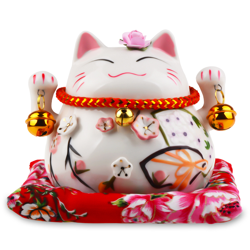 招财猫摆件小号迷你可爱创意日本存钱罐陶瓷办公桌饰品家居