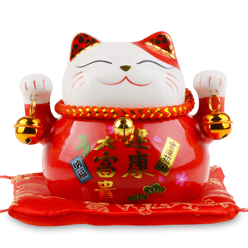 招财猫摆件小号迷你日本可爱创意陶瓷存钱罐办公桌家居饰品