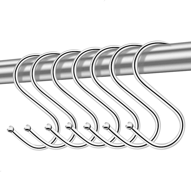 不锈钢厨房s型挂钩多功能墙壁后衣橱金属免钉大号钩子s形勾