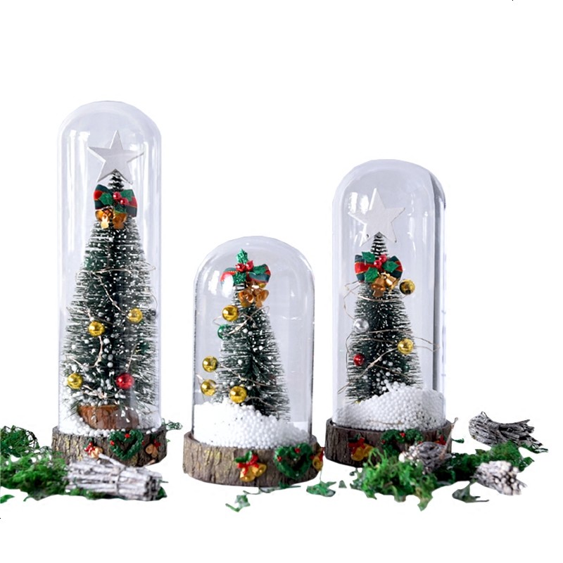 创意圣诞装饰玻璃罩摆件装饰雪松橱窗拍摄道具桌面圣诞节礼品物