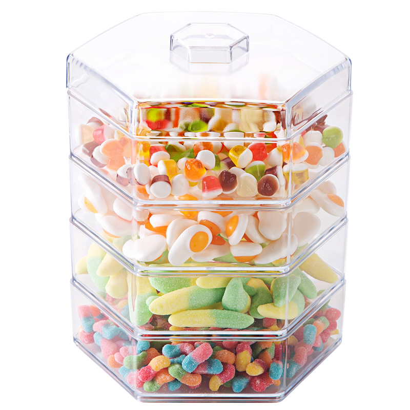 四方达塑料多层干果盘家用分格零食盘客厅带盖糖果盘瓜子盘干果盒