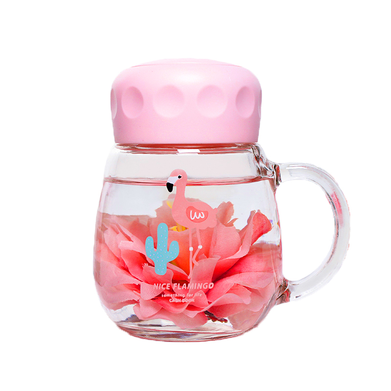 四方达玻璃水杯女学生韩版创意潮流杯子便携韩国可爱茶杯果汁随手杯