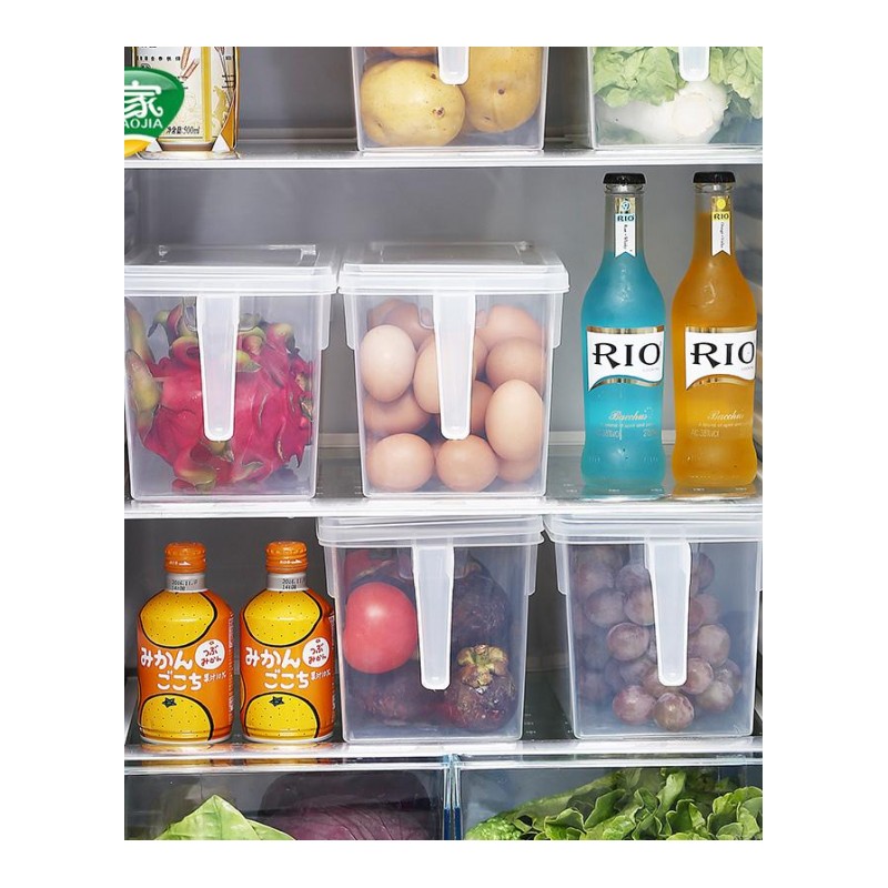 冰箱收纳盒抽屉式塑料保鲜盒叠加长方形带盖水果日式收纳盒储物盒