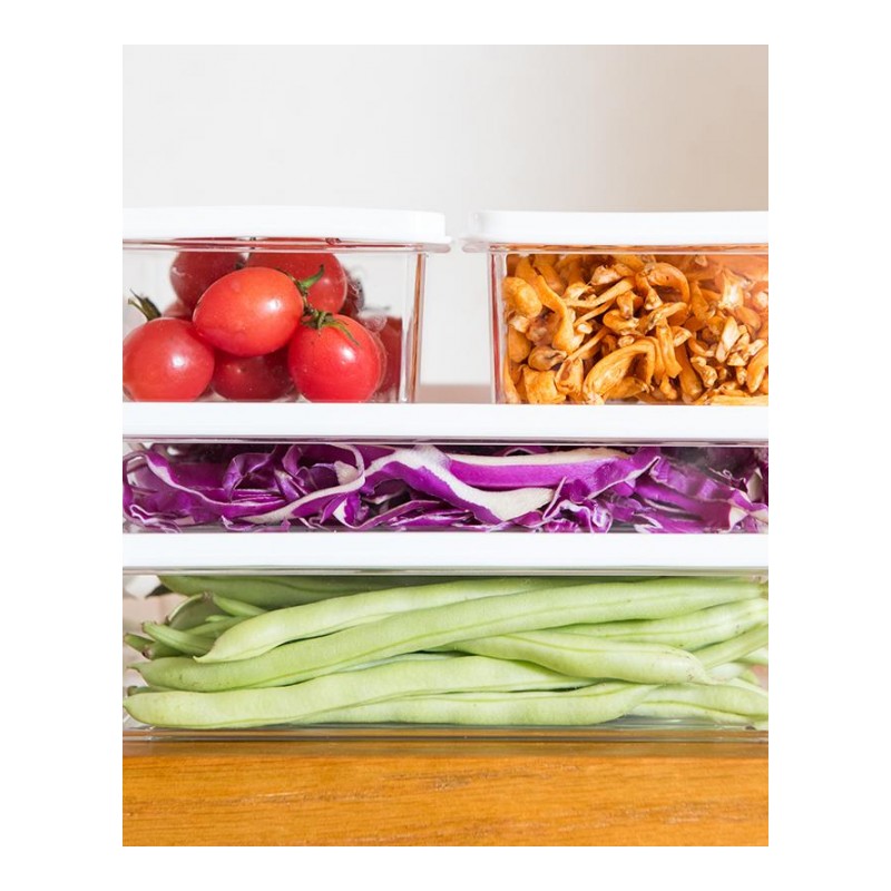 2个装大号厨房分类密封保鲜盒塑料冰箱冷藏冷冻储藏盒食物收纳盒