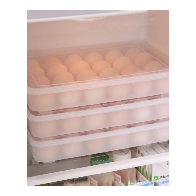 2个装厨房冰箱整理盒放鸡蛋盒的保鲜盒塑料蛋托饺子盒大号收纳盒