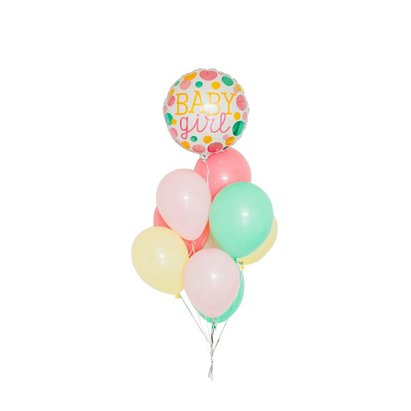 【兔子气球】迷你浅粉baby girl创意生日网红布置装饰用品 气球束