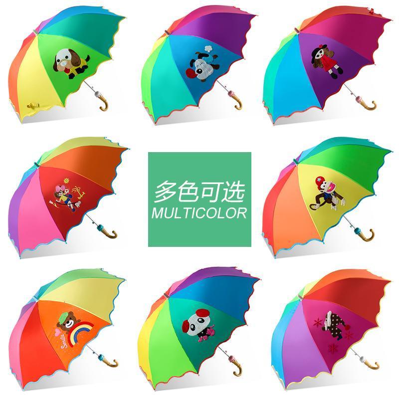 伞儿童雨伞卡通儿童伞小学生彩虹雨伞男女宝宝儿童伞长柄伞