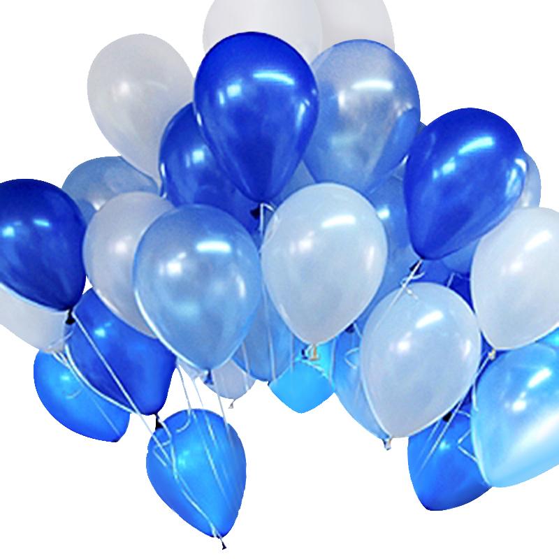 氦气球婚房布置12寸2.2g珠光飘空气球加厚气球蓝海洋套餐氦气瓶罐