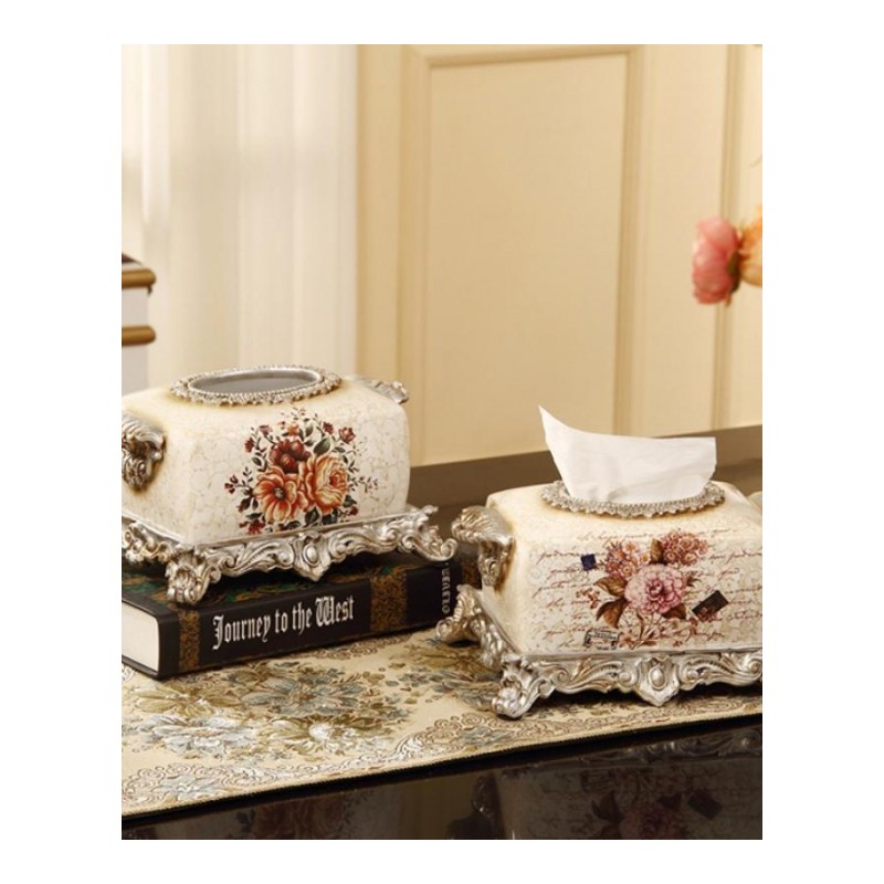 欧式纸巾盒复古家居饰品摆件树脂餐巾盒 时尚创意抽纸盒