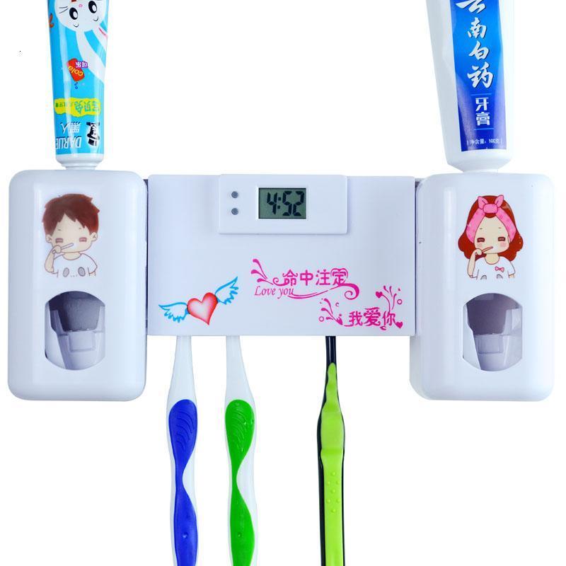 自动挤牙膏器带牙刷架 懒人牙膏挤压器 牙刷架 创意 套装