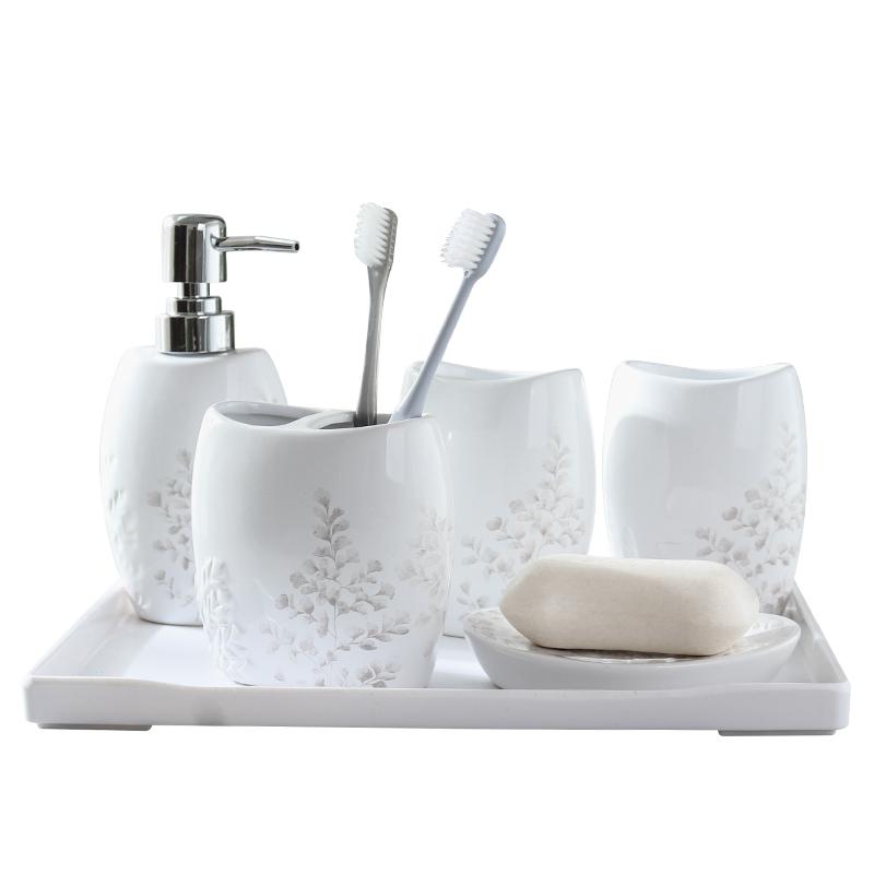 洗漱杯套装漱口杯套件陶瓷卫浴五六件套刷牙杯浴室用品牙刷杯家用