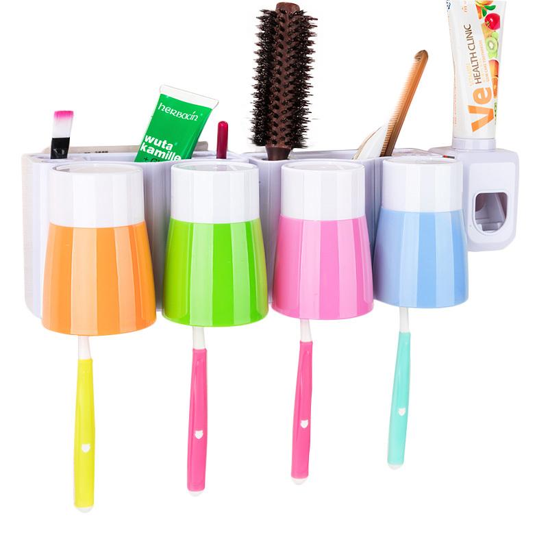 牙刷置物架牙刷架吸壁式刷牙杯架套装漱口杯牙具壁挂牙刷杯挤牙膏