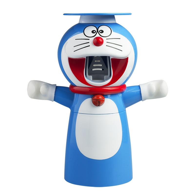 儿童节多啦A梦自动挤牙膏器创意牙刷杯架吸壁式牙膏挤压器