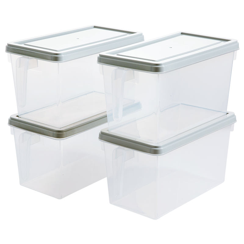 冰箱透明收纳盒4个装 大号塑料冷冻盒厨房水果盒子食物鸡蛋保鲜盒日用家居