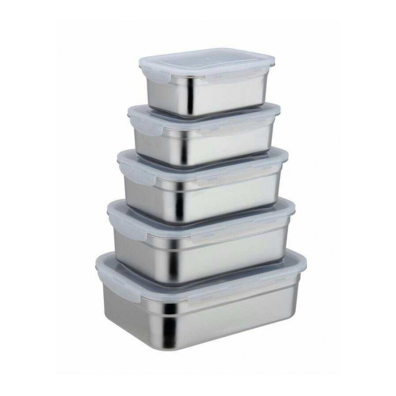 不锈钢餐盒带盖保鲜盒长方形密封饭盒冰箱收纳盒食品留样盒子日用家居