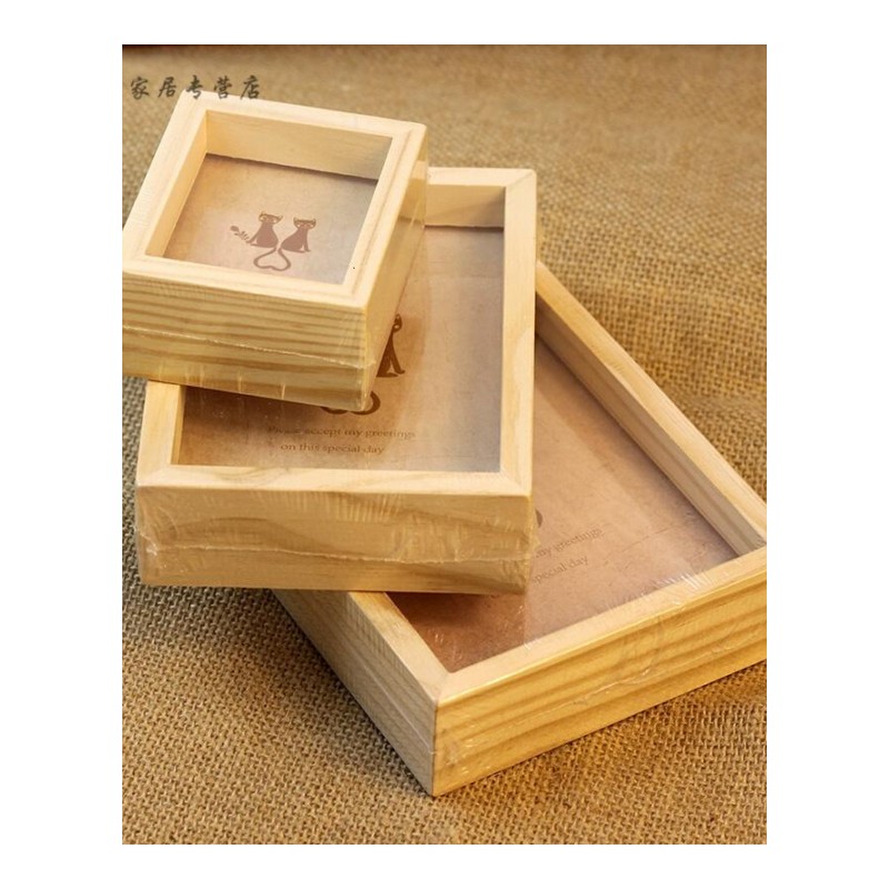 创意双面实木相框日式简约木质迷你拍立得小相框3寸567寸摆台组合创意原木色