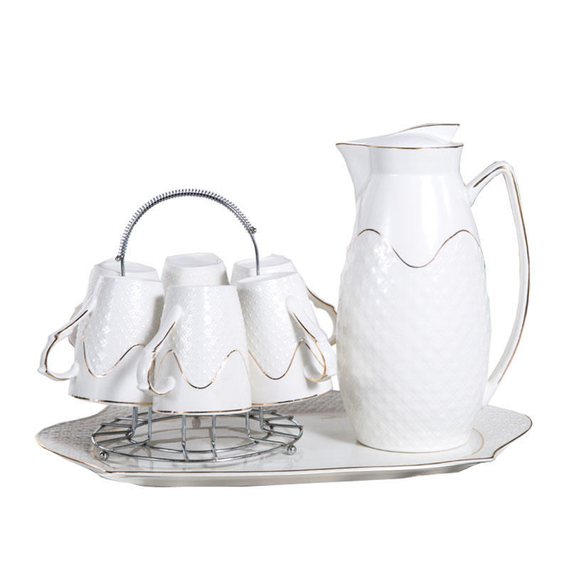 水杯套装家用欧式杯具水具套装陶瓷冷水壶耐热茶具凉杯子托盘客厅日用家居
